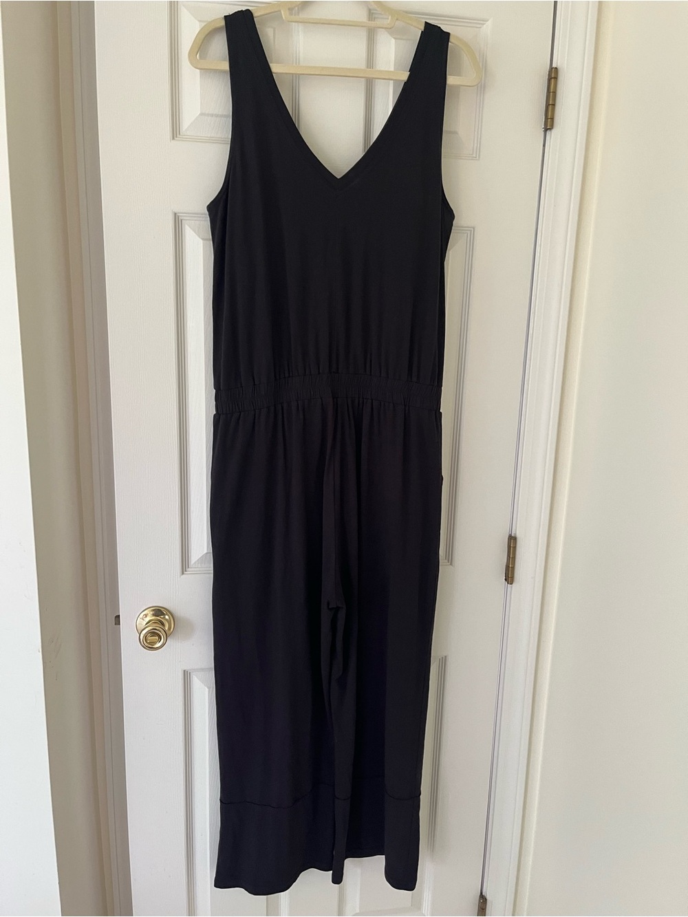 Pact Organic Cool Stretch Cropped Jumpsuit, Black, Large Fair Trade Ethical - Picture 4 of 7